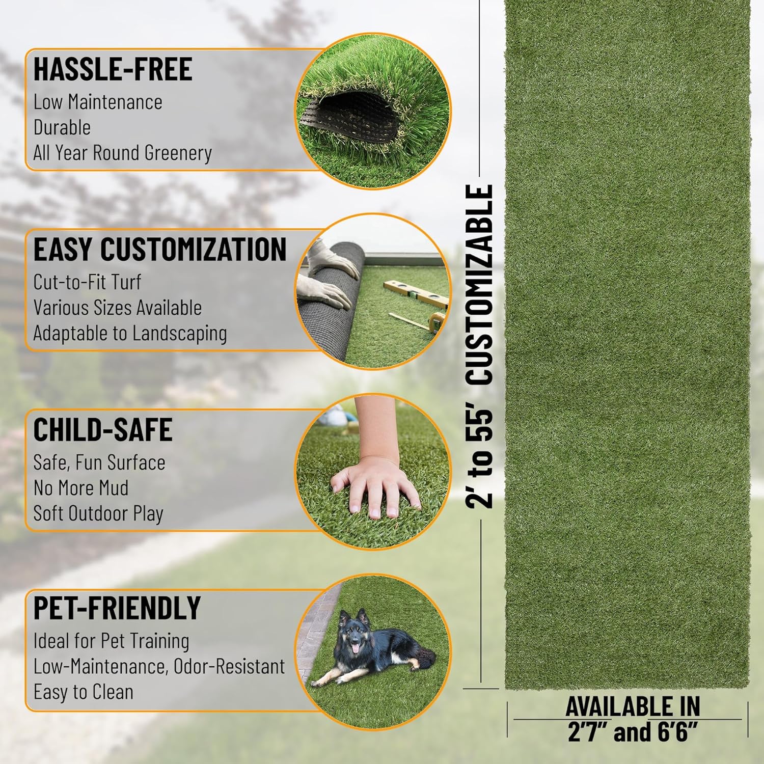 Artificial Grass Runner Rug 4x7