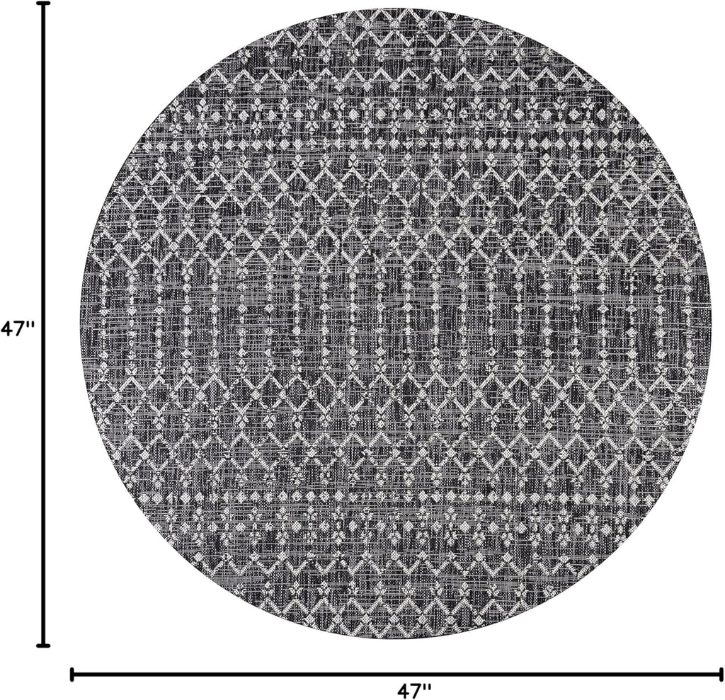 4 Ft Black/Gray Round Area Rug