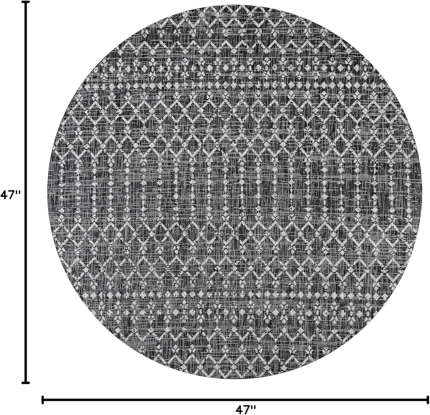 4 Ft Black/Gray Round Area Rug