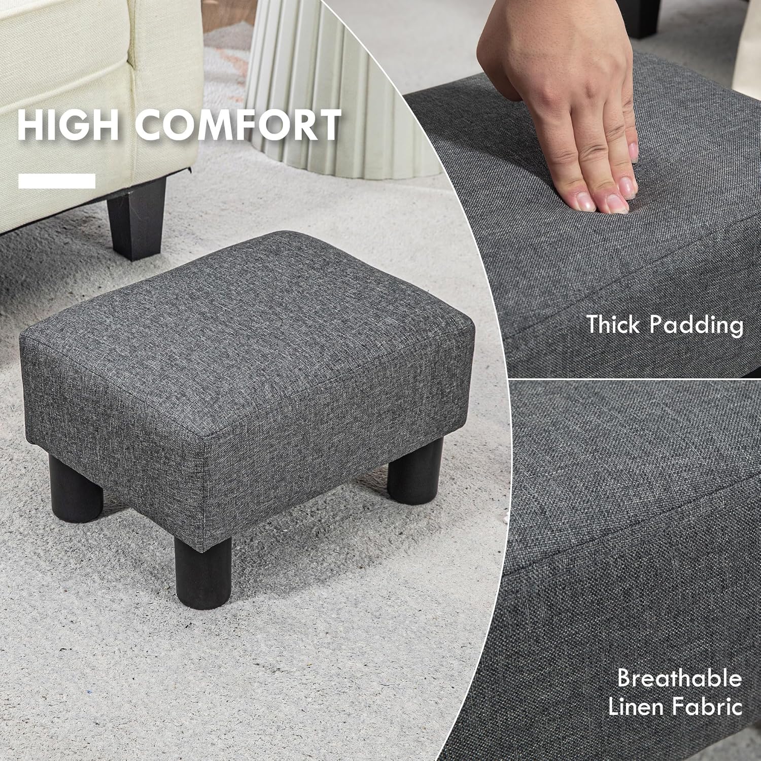 Small Charcoal Gray Ottoman Foot Stool