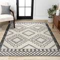 JONATHAN Y Amir Moroccan Beni Souk Cream,Black Indoor Area Rug, 3x5, Bohemian, Scandinavian, Easy-Cleaning for Living Room, Bedroom, Kitchen, Pet Friendly, Non-Shedding (MOH200A-3) Cream,Black 3' x 5' (Rectangular)