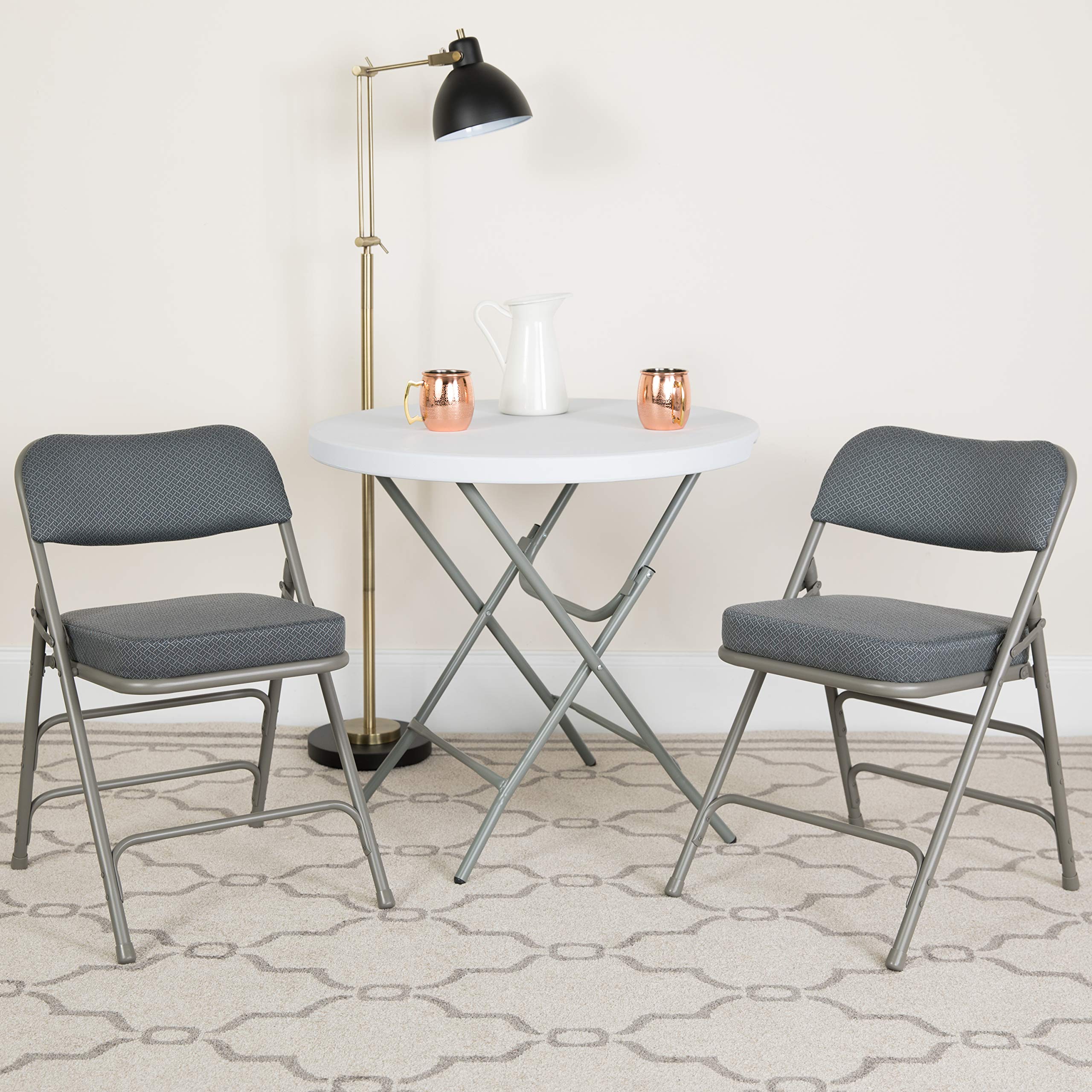 Set of 4 Metal Folding Chairs with Cushioned Seat