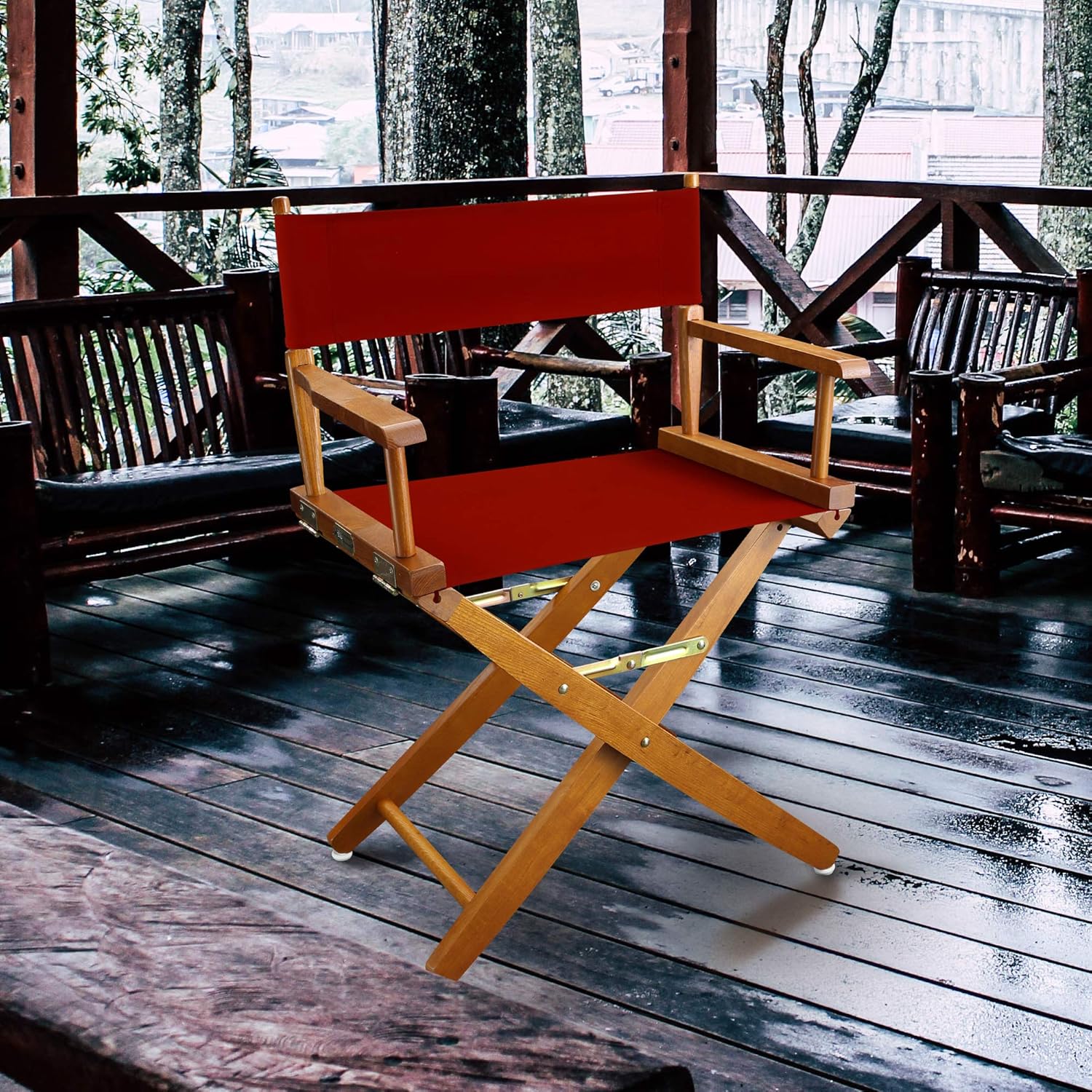 Extra-Wide Director's Chair with Red Canvas