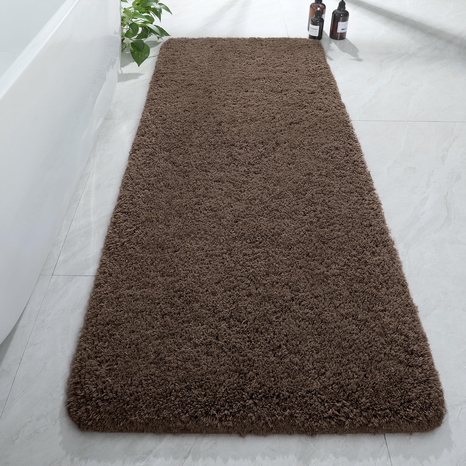 Long Bathroom Runner Rug 24"x60" Deep Brown
