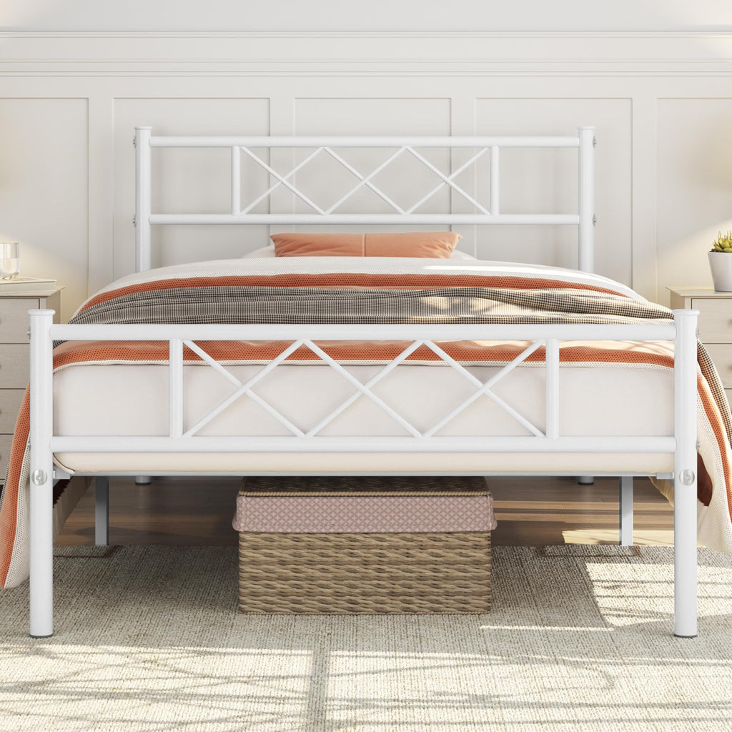 Twin Size Metal Platform Bed Frame with Headboard