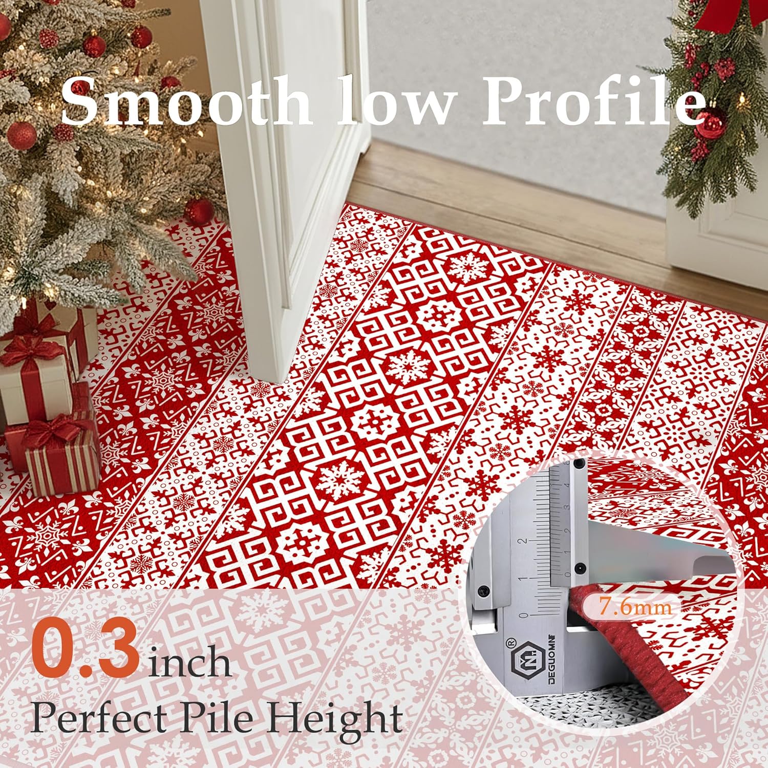 Christmas Area Rug 2'x3' Red Snowflake