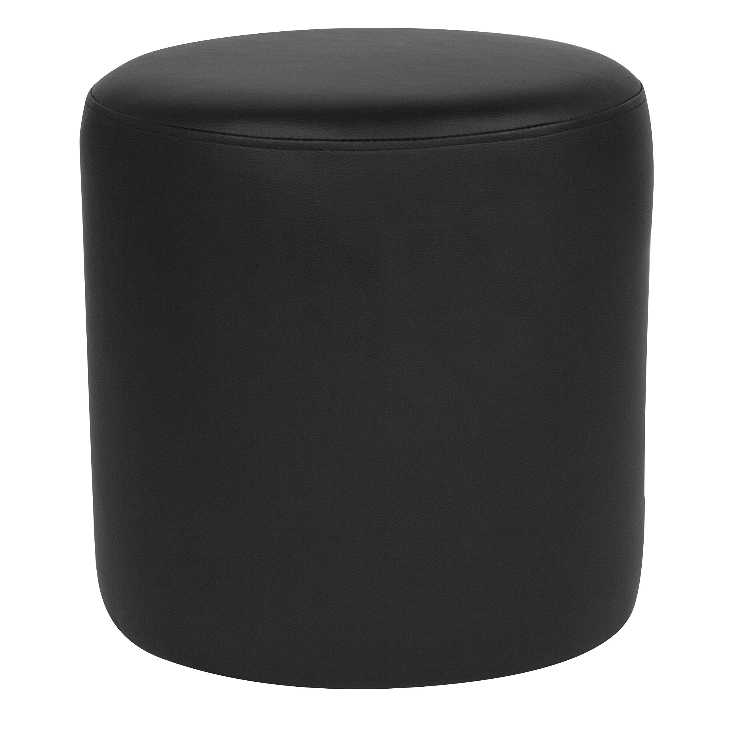 Round Ottoman Pouf with Wooden Frame