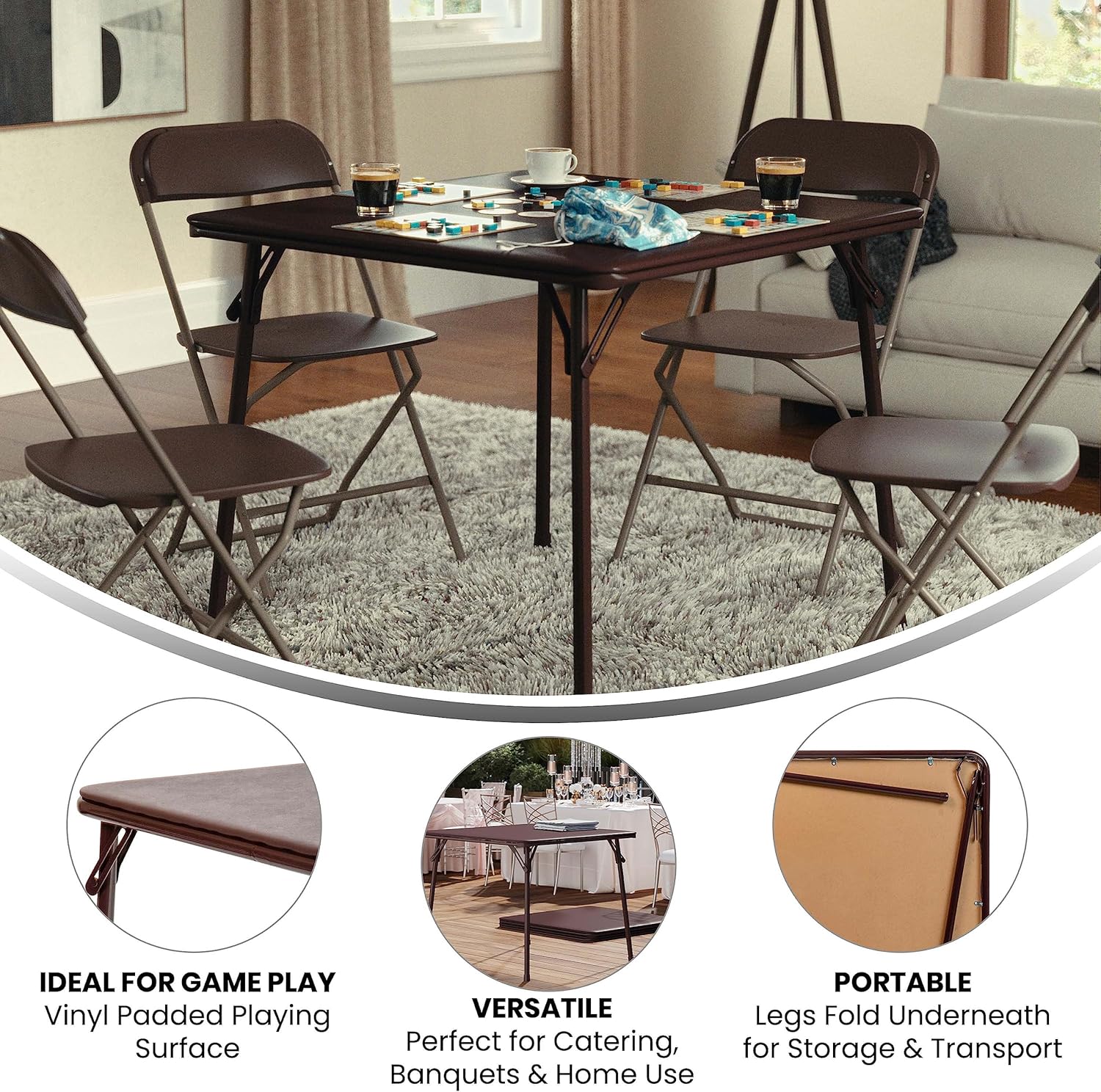 33.5" Square Folding Card Table with Vinyl Top