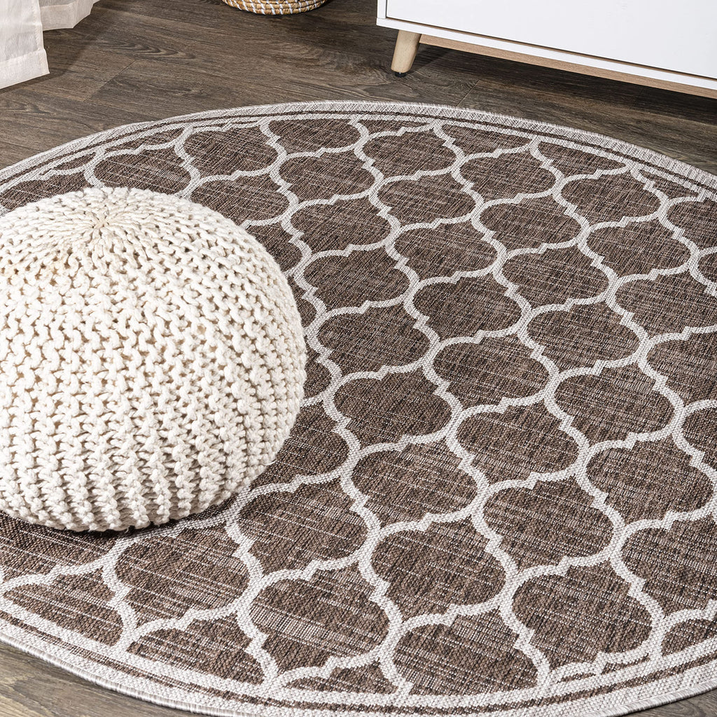 3 Ft Round Moroccan Trellis Rug