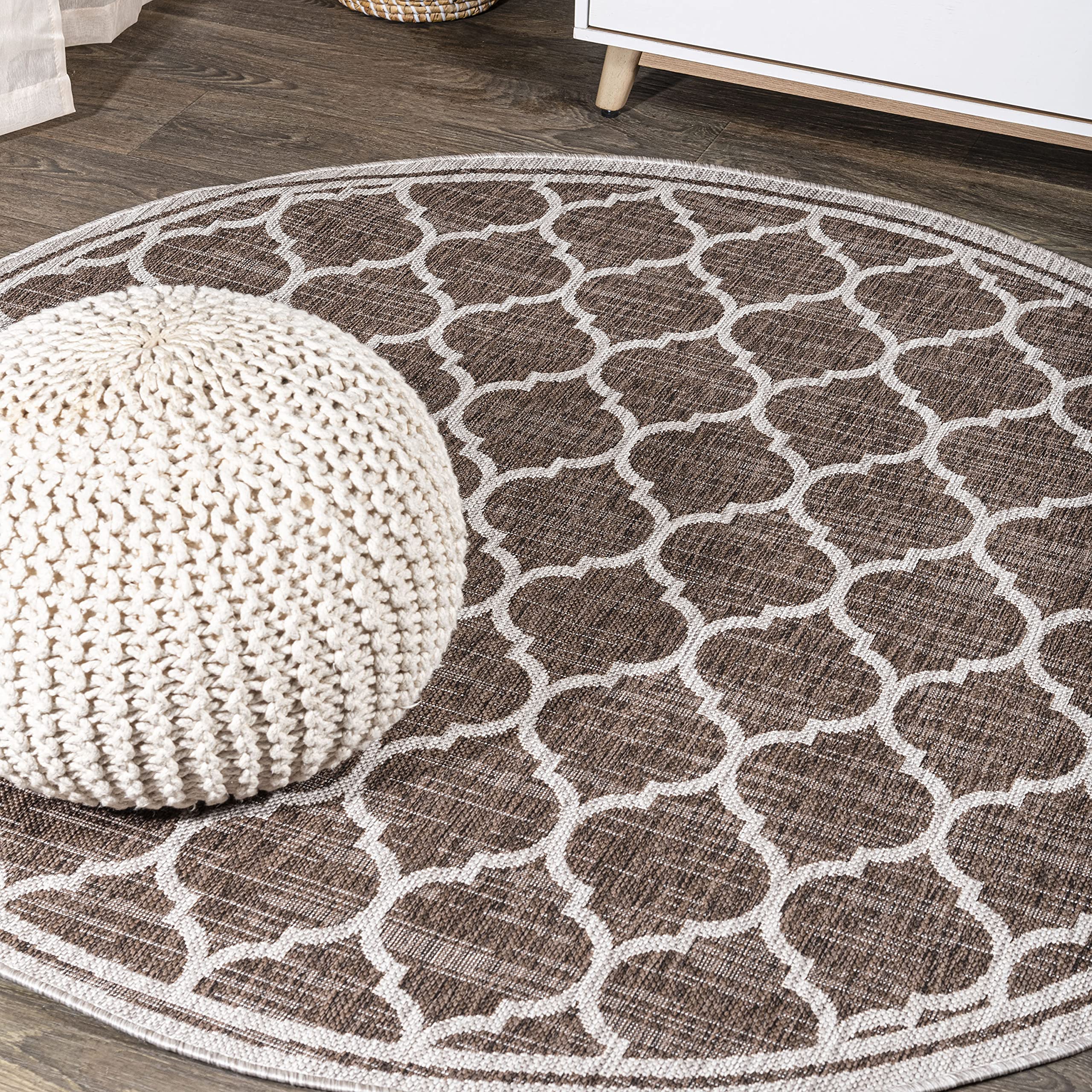 3 Ft Round Moroccan Trellis Rug