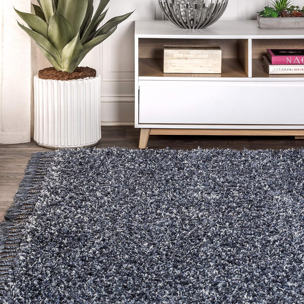 3x5 Denim Blue Shag Indoor Area Rug