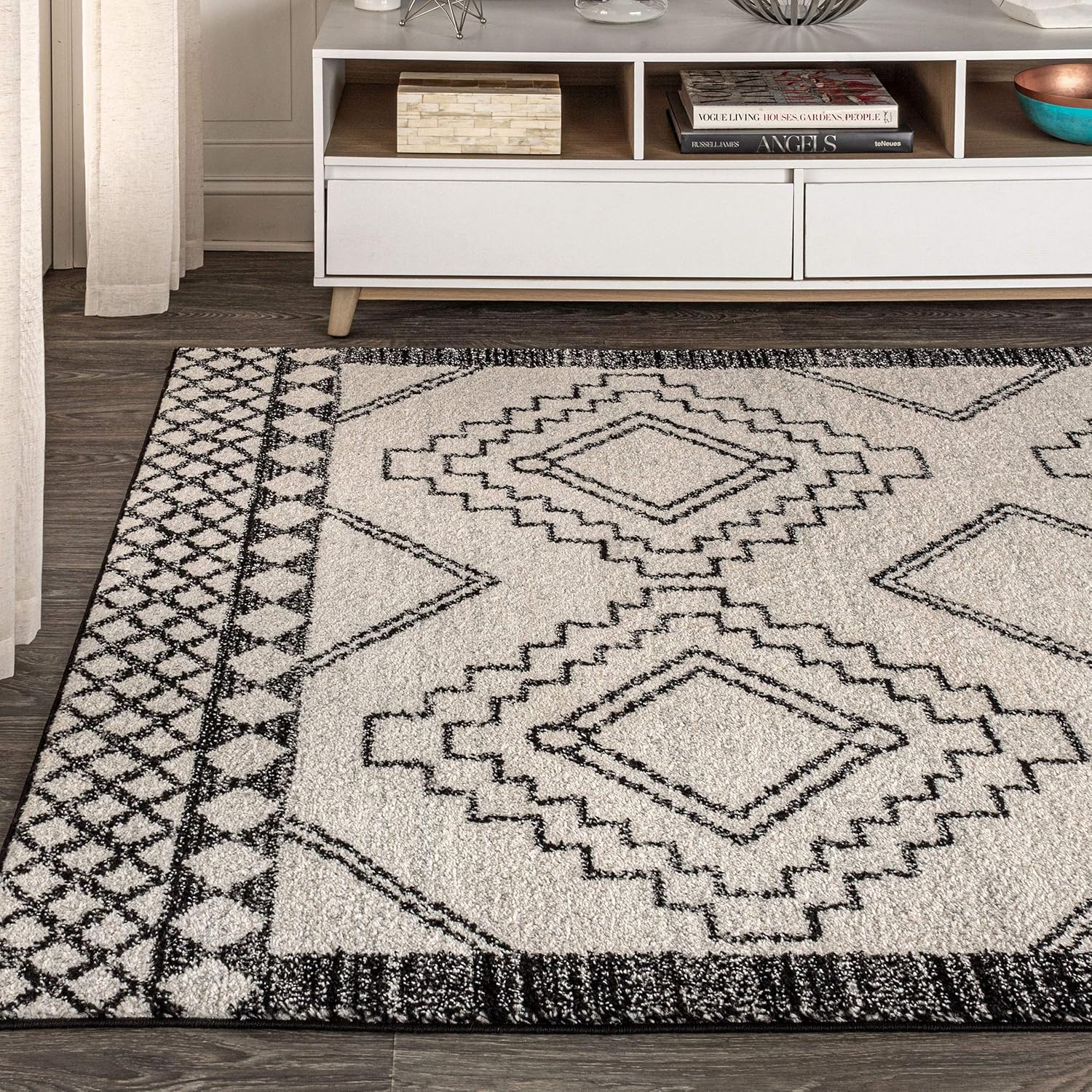 3' x 5' Moroccan Cream/Black Area Rug