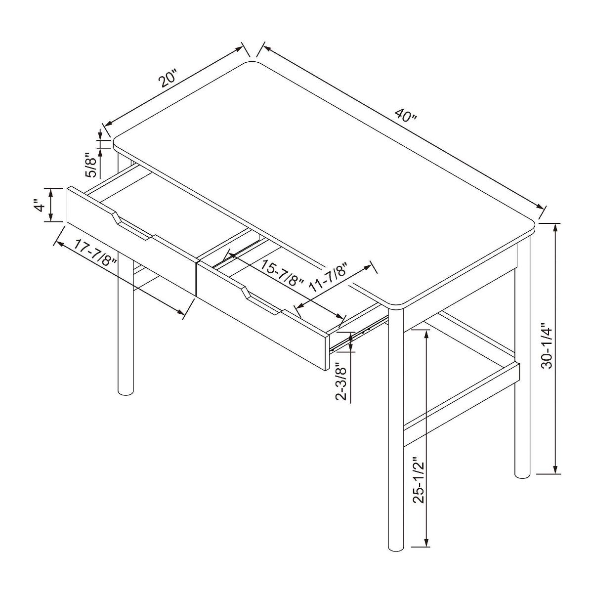 Scandi Desk with Drawers 40"x20"
