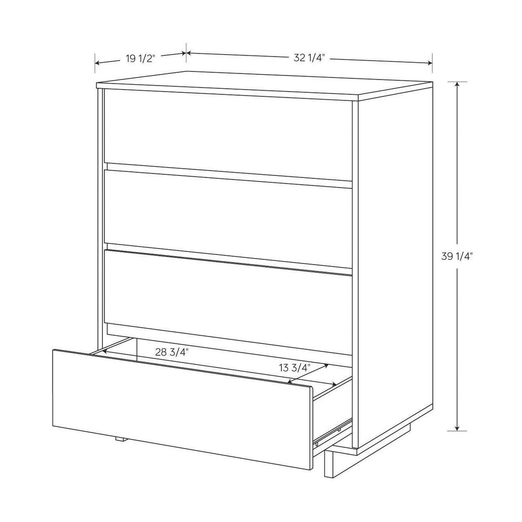 New Modern 4 Drawer Dresser White