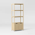 New 72.25" Scandi Bookcase with Shelves and Cabinet