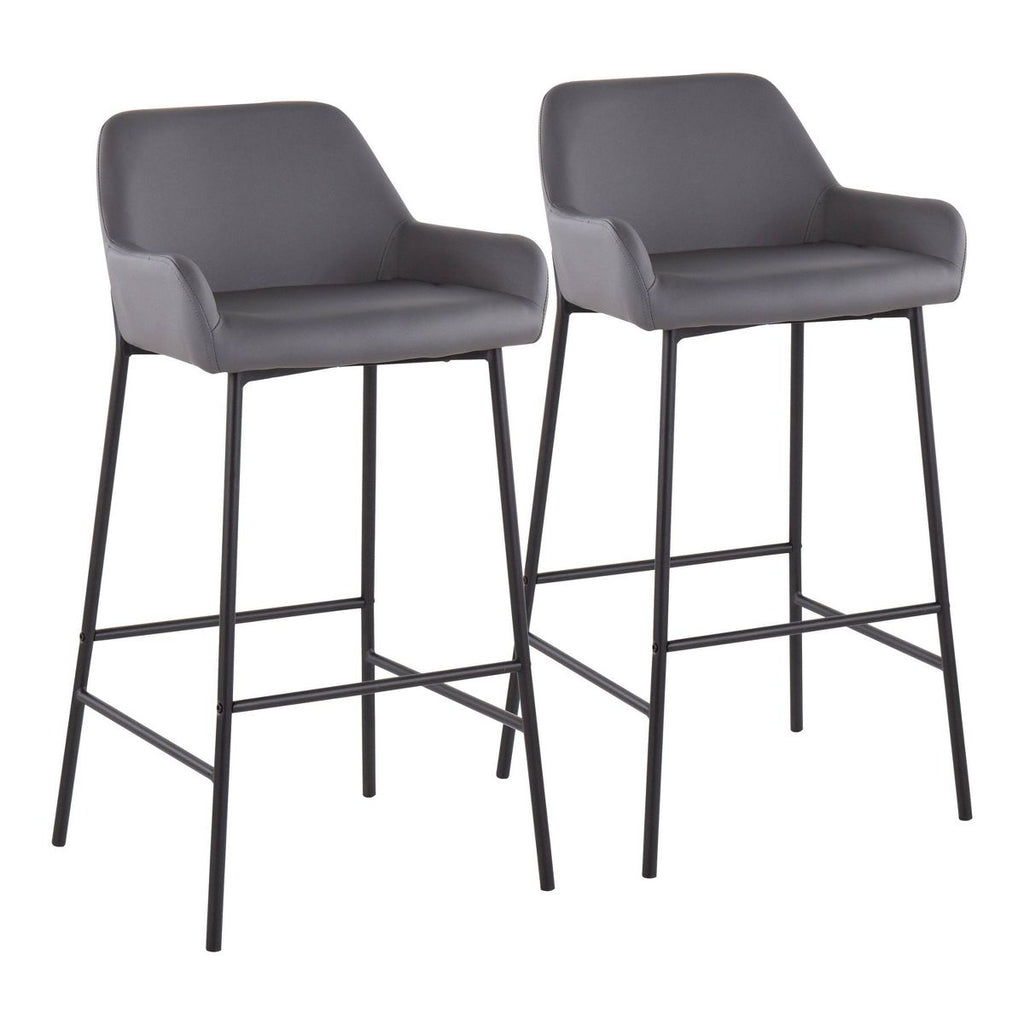 Set of 2 Daniella Metal Faux Leather Barstools