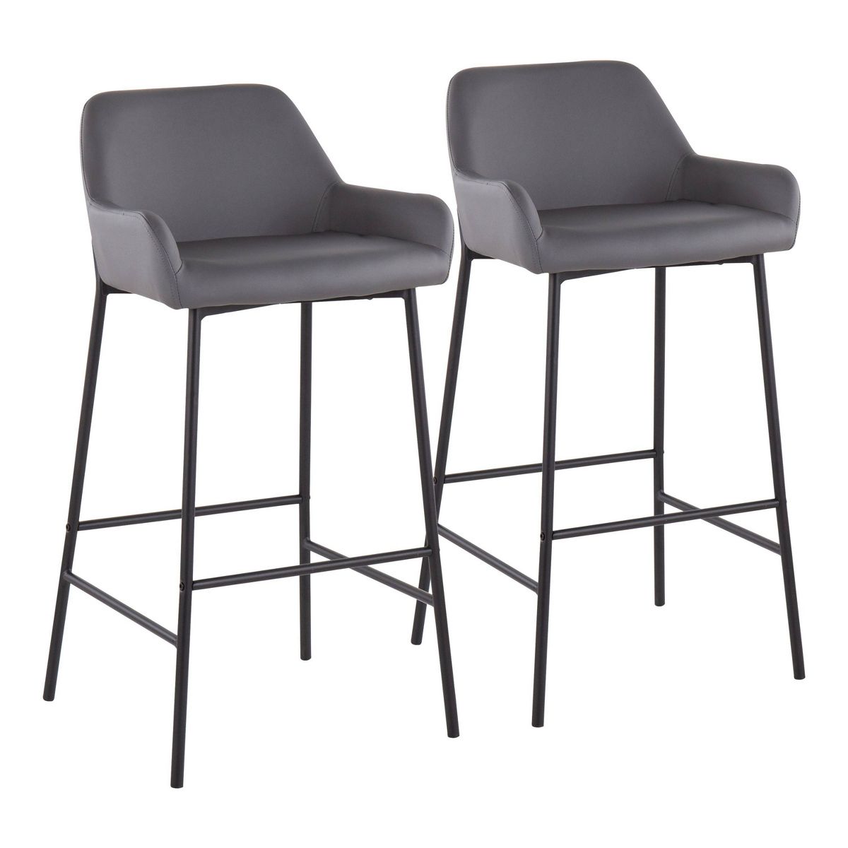 Set of 2 Daniella Metal Faux Leather Barstools