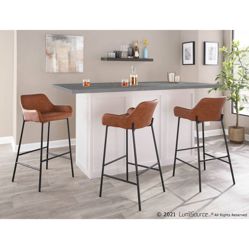Set of 2 Daniella Metal Faux Leather Barstools