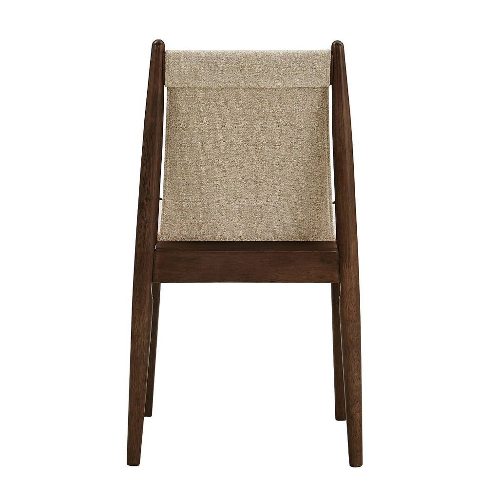 Set of 2 Walnut Finish Cocoa Fabric Dining Chairs