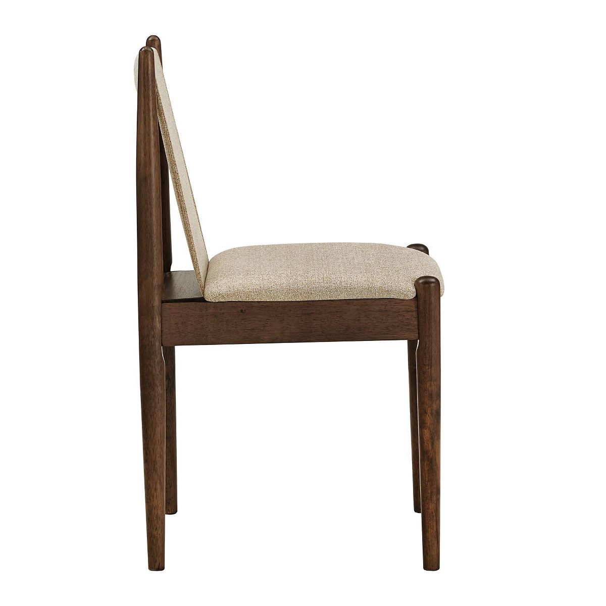 Set of 2 Walnut Finish Cocoa Fabric Dining Chairs