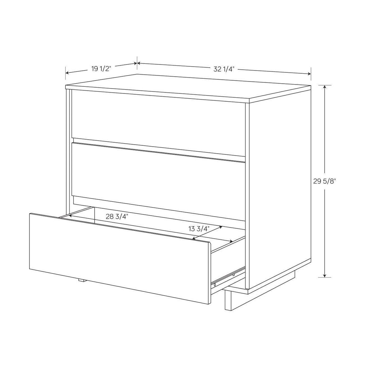New Modern Black 3-Drawer Dresser 32" Wide