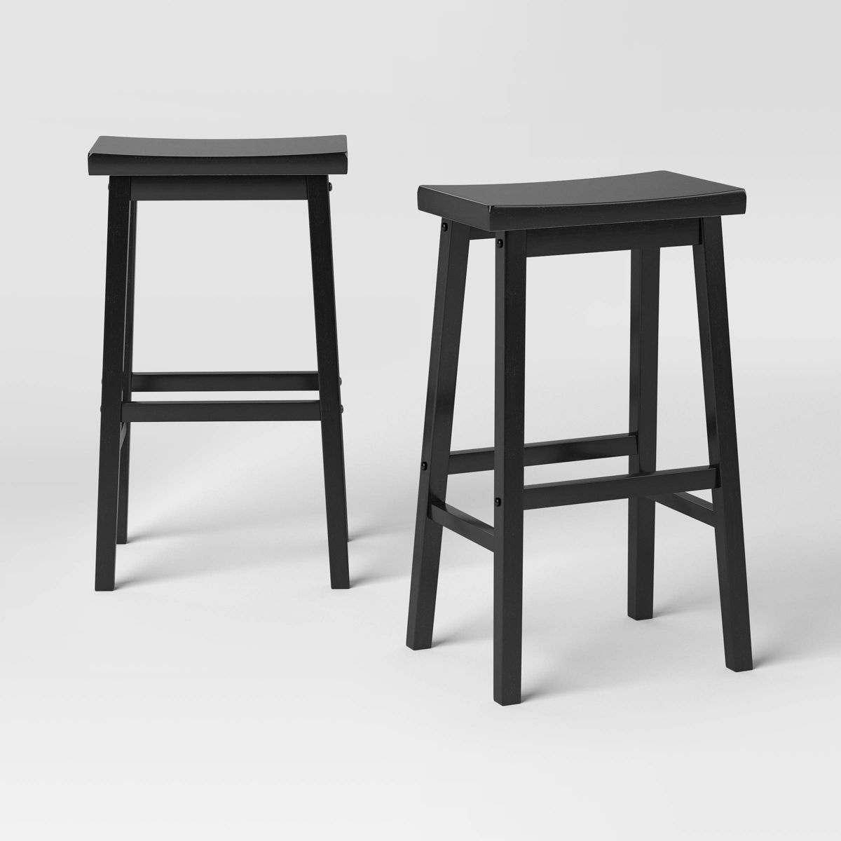 Room Essentials Set of 2 29" Solid Wood Saddle Backless  Barstool Black - Room Essentials (Please be advised that sets may be missing pieces or otherwise incomplete.)