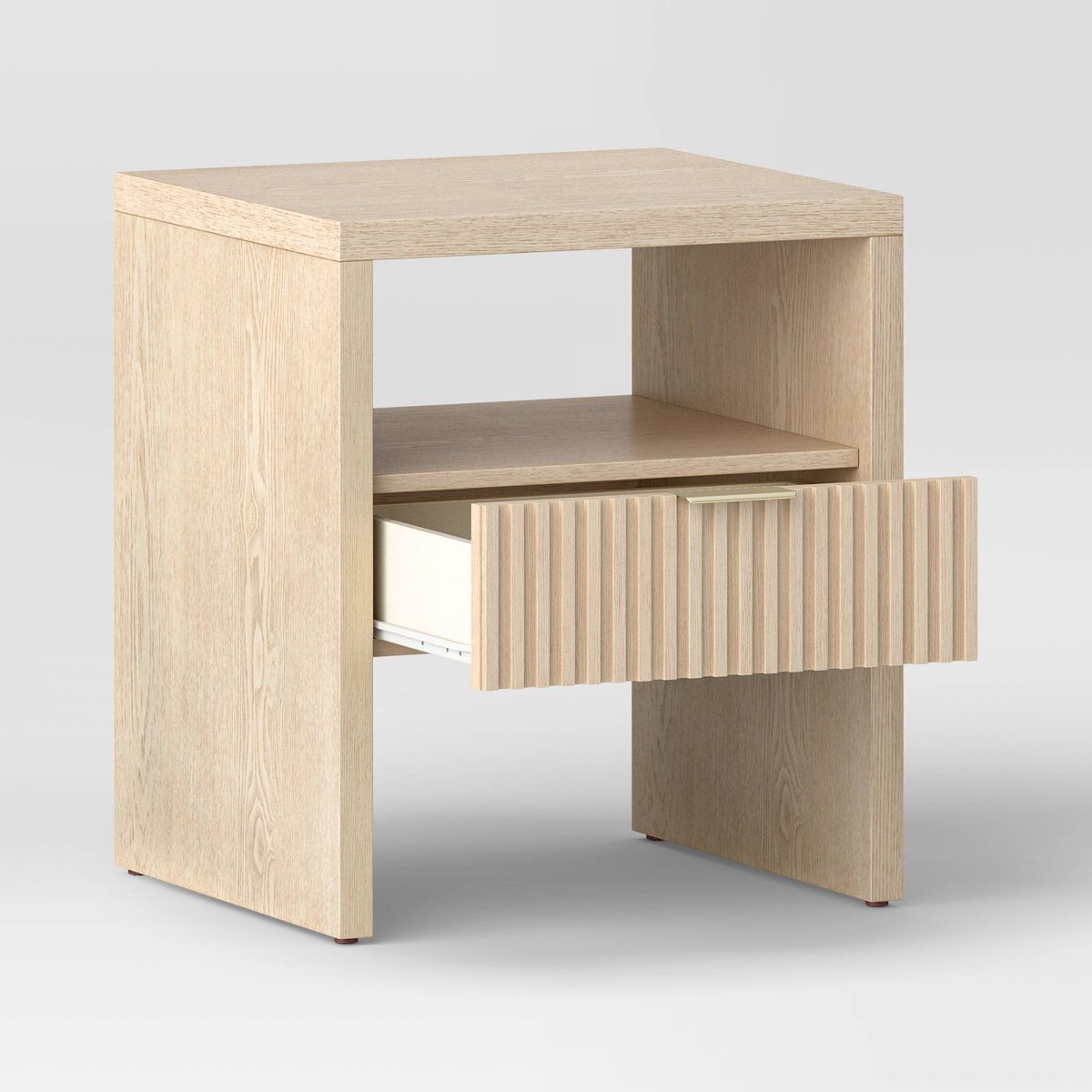 New Groove Dowel Accent Table with Shelf