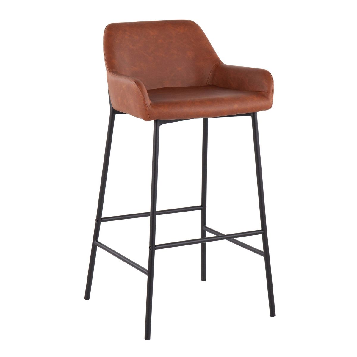 Set of 2 Daniella Metal Faux Leather Barstools