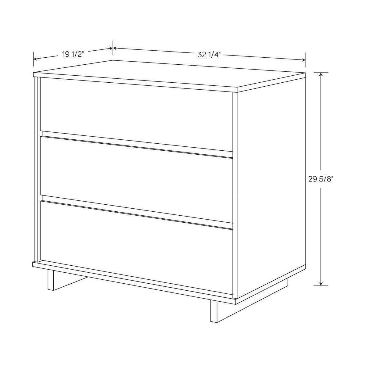 New Modern Black 3-Drawer Dresser 32" Wide