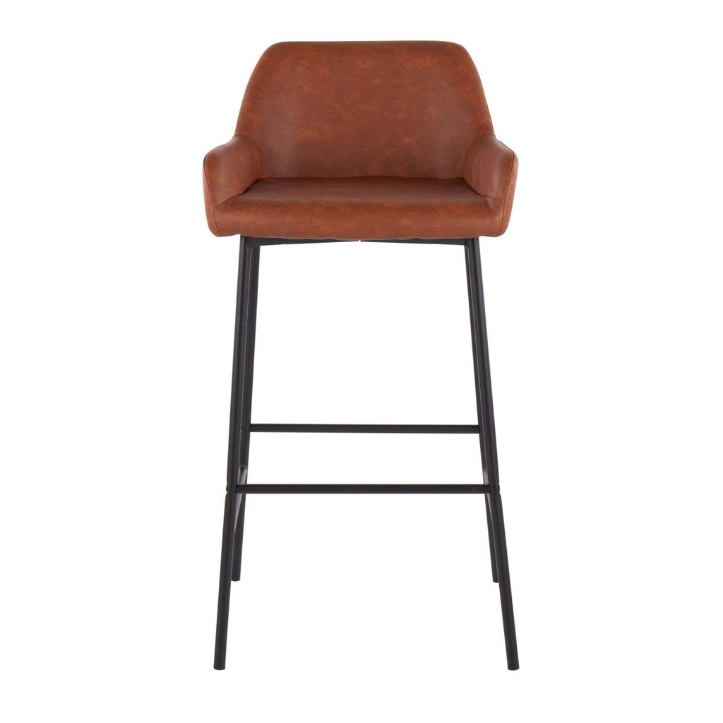 Set of 2 Daniella Metal Faux Leather Barstools