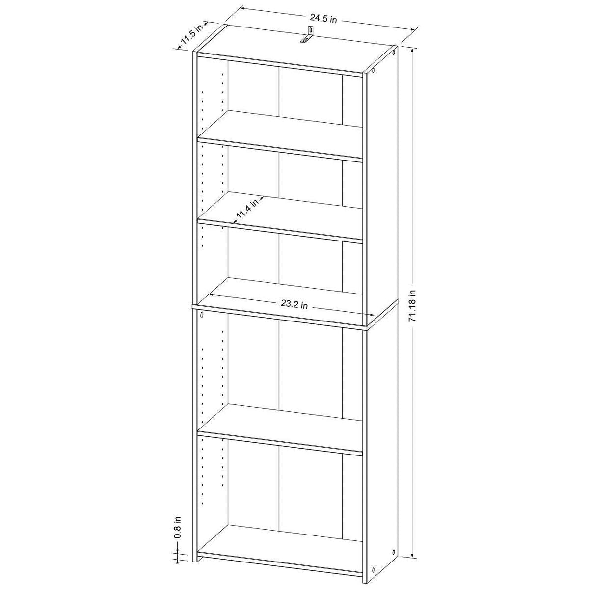 5-Shelf Bookcase 71" Tall White