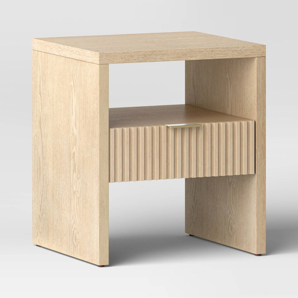 New Groove Dowel Accent Table with Shelf