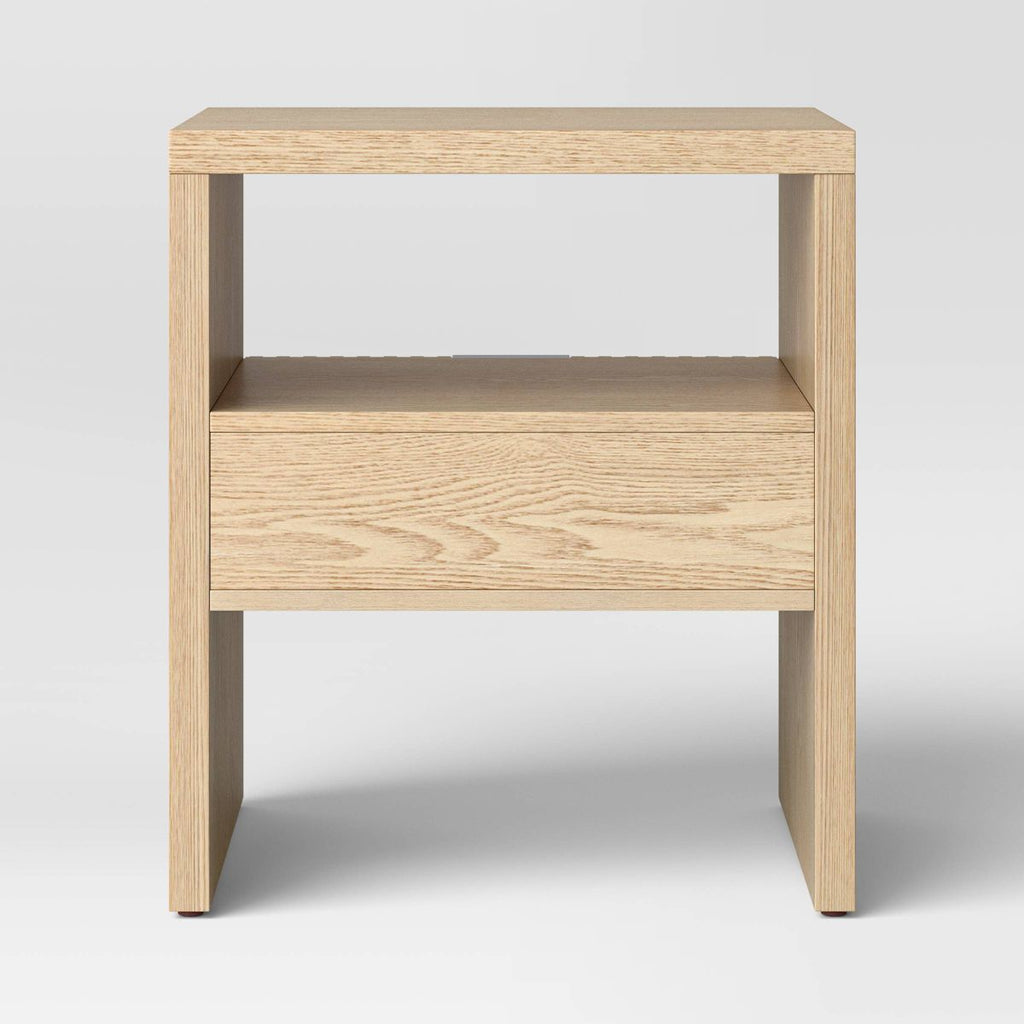 New Groove Dowel Accent Table with Shelf