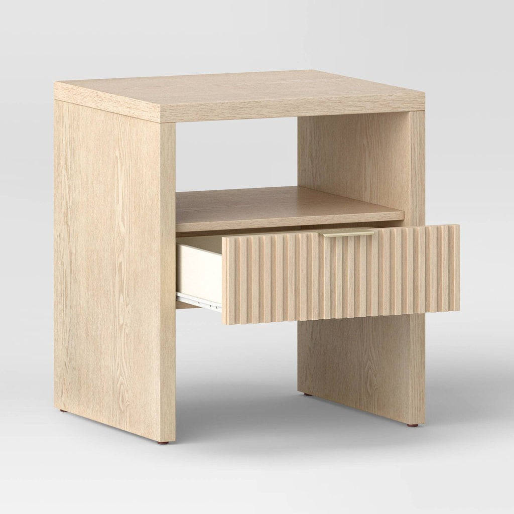 New Groove Dowel Accent Table with Shelf