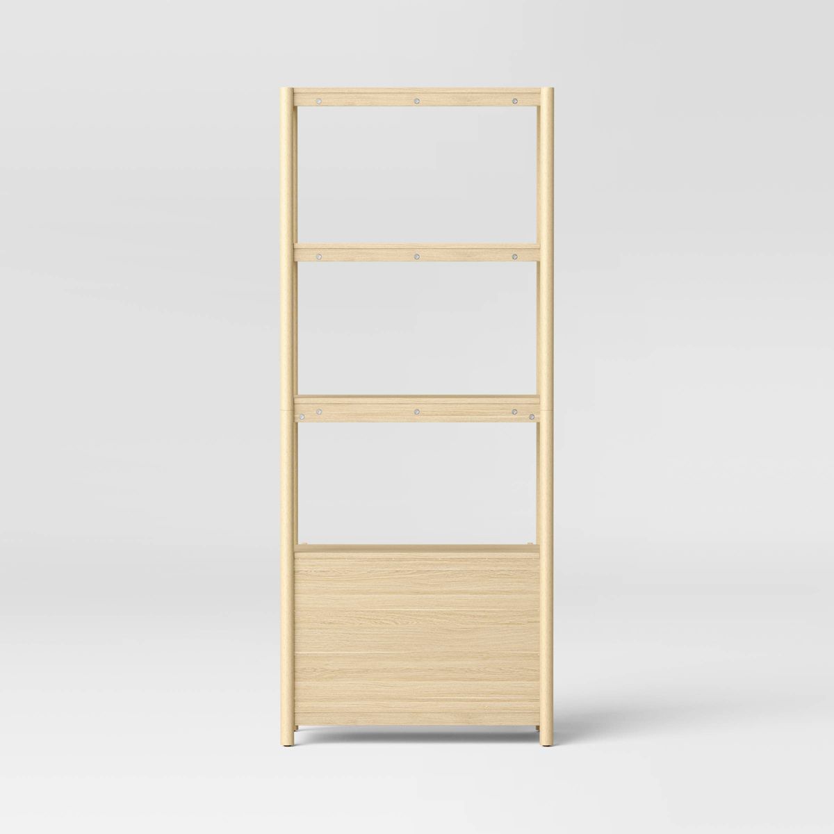 New 72.25" Scandi Bookcase with Shelves and Cabinet