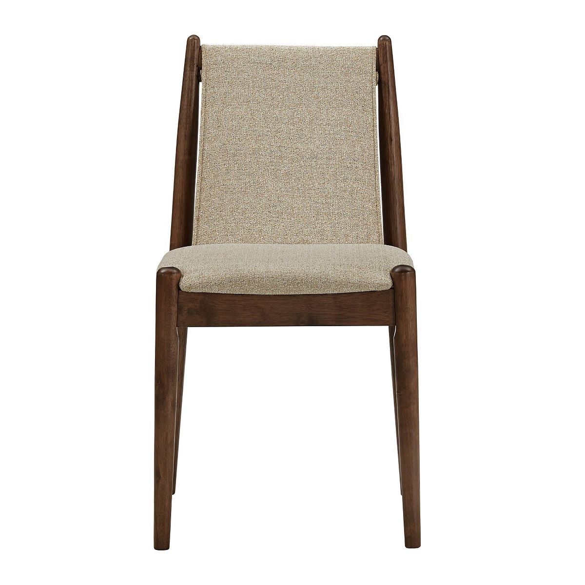 Set of 2 Walnut Finish Cocoa Fabric Dining Chairs
