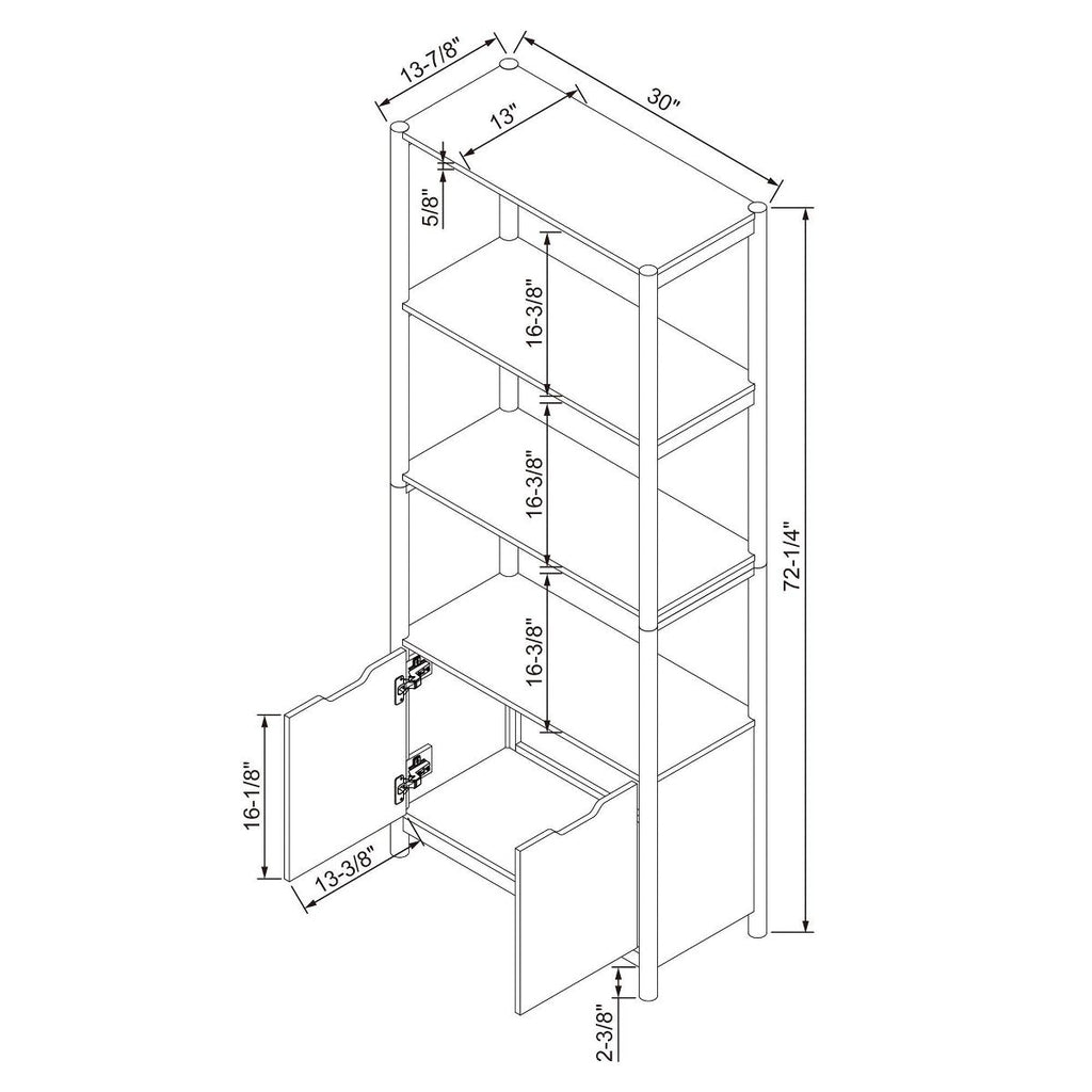 New 72.25" Scandi Bookcase with Shelves and Cabinet