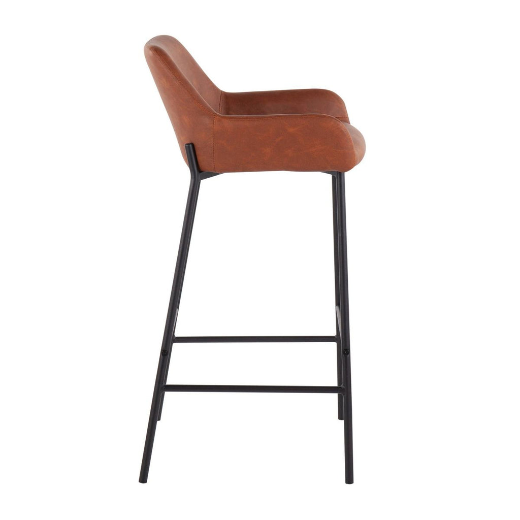 Set of 2 Daniella Metal Faux Leather Barstools