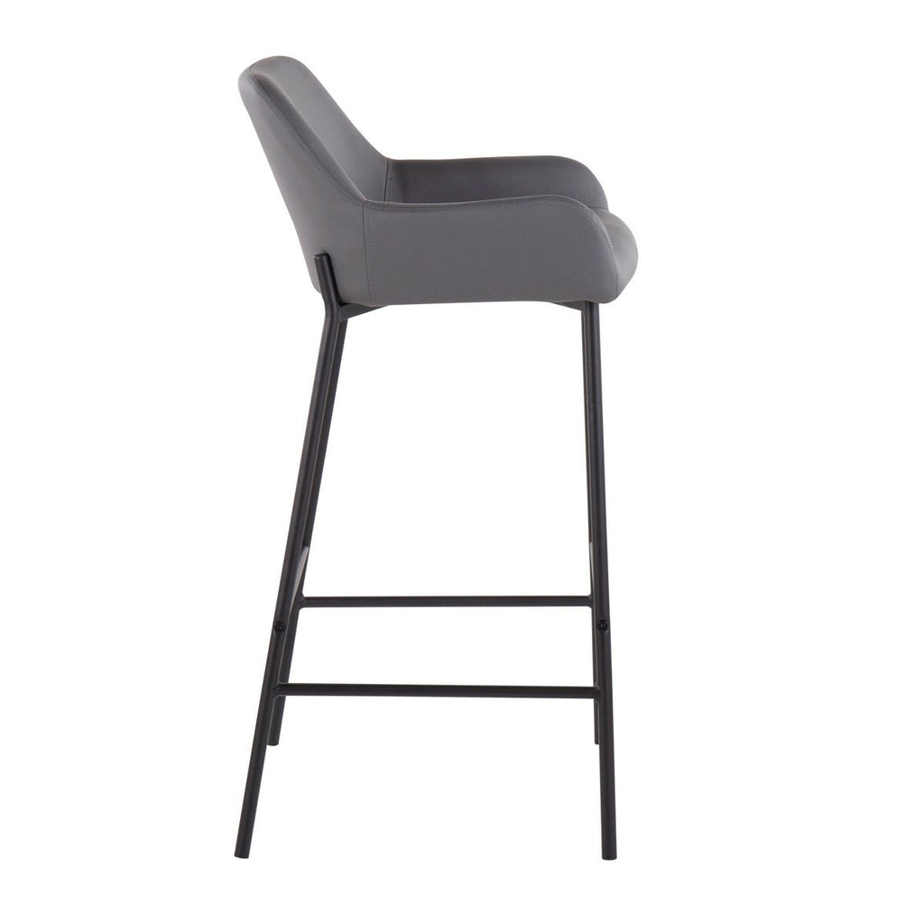 Set of 2 Daniella Metal Faux Leather Barstools