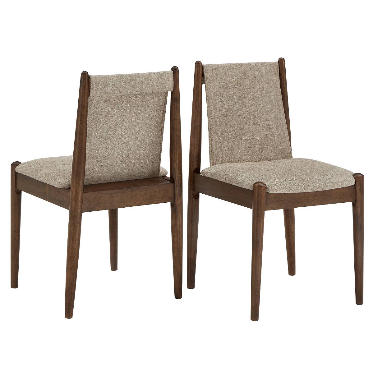 Set of 2 Walnut Finish Cocoa Fabric Dining Chairs