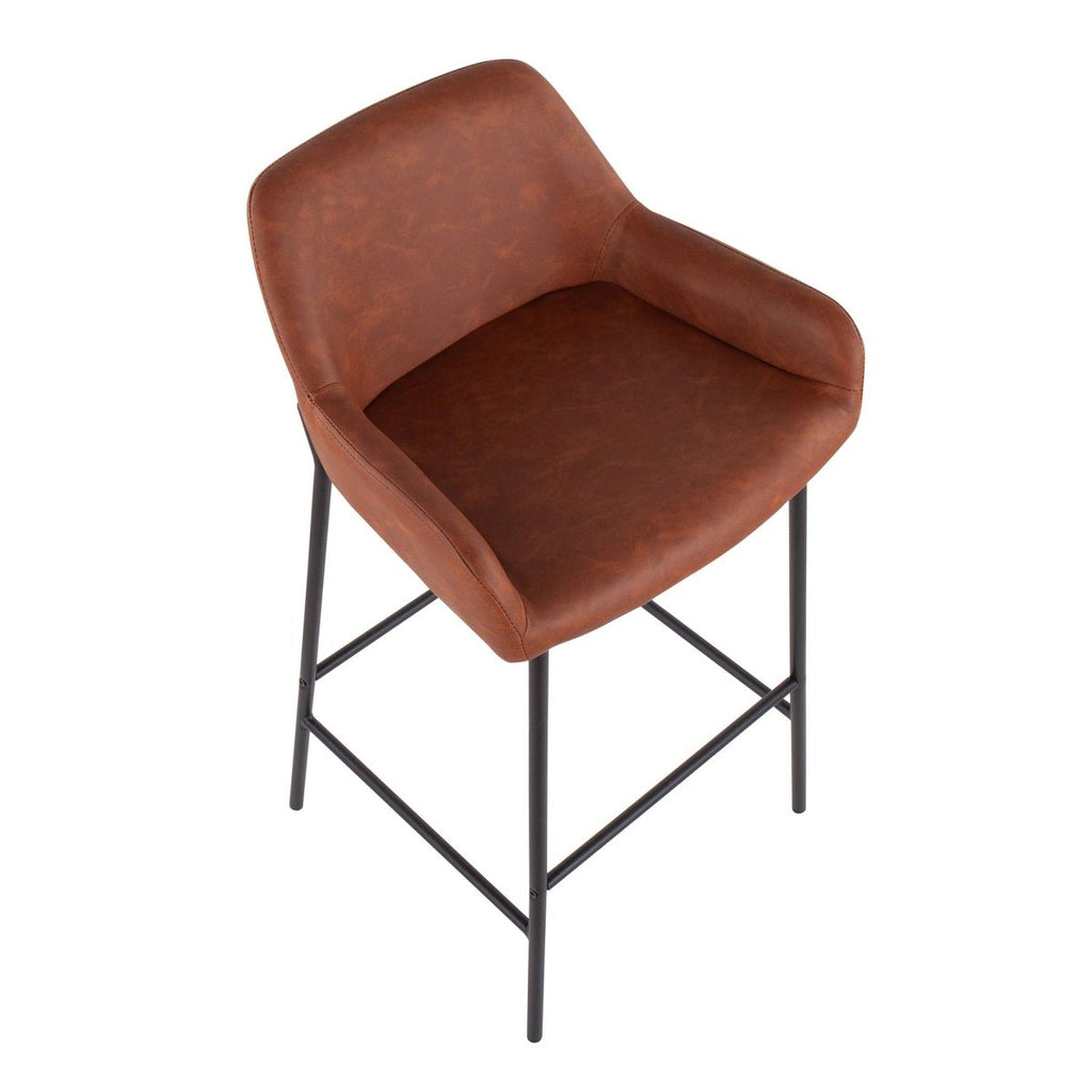 Set of 2 Daniella Metal Faux Leather Barstools