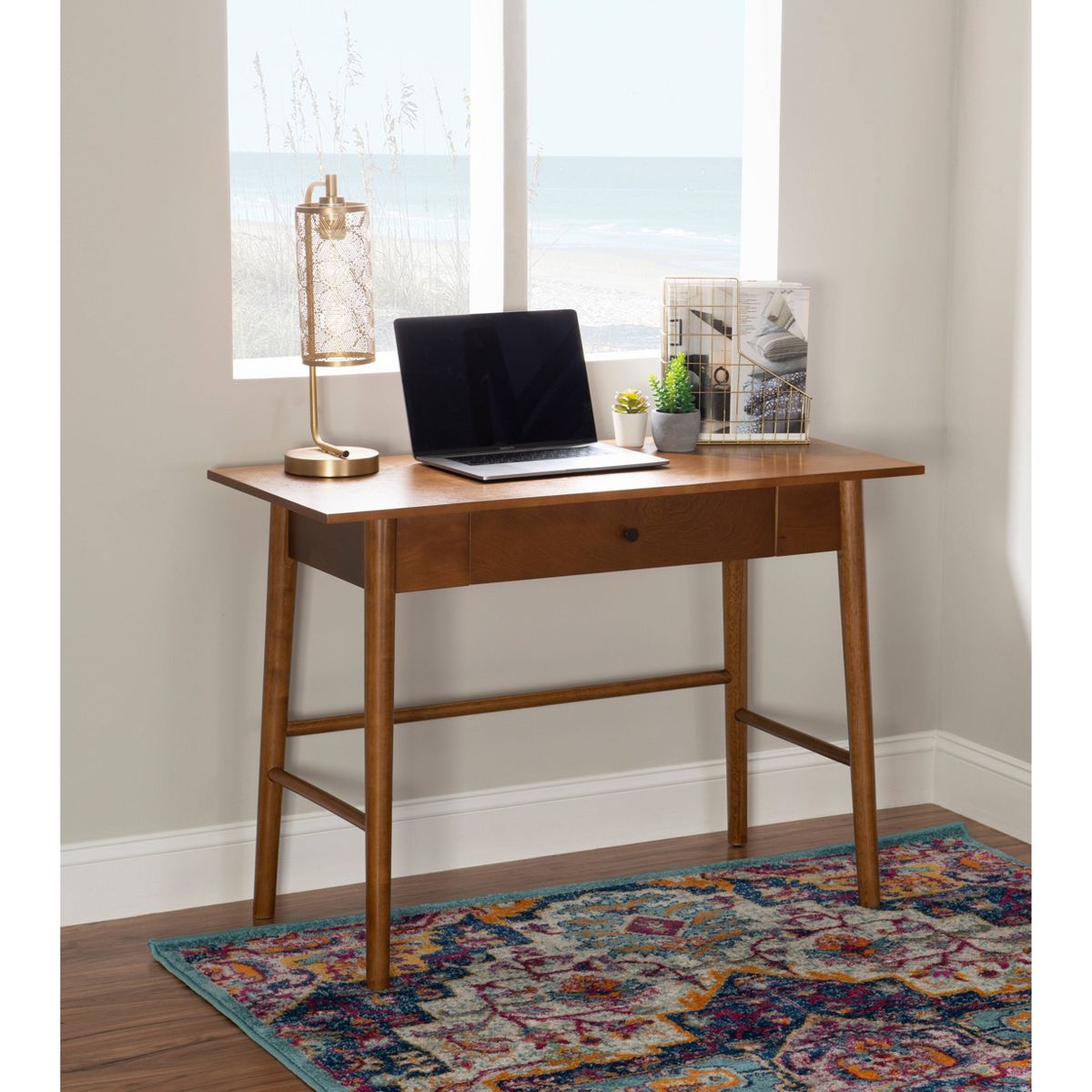 New Mid-Century Modern Desk with Storage 42"W
